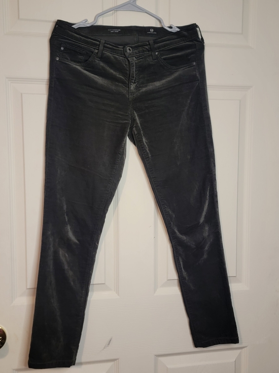 Ag Adriano Goldschmied Denim - AG Adriano Goldschmied The Legging Super Skinny Green Velvet Holiday Pants 28R